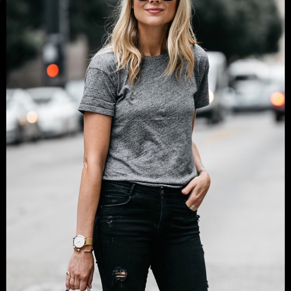 Madewell Tops - Madewell Whisper slub Grey cotton-jersey T-shirt